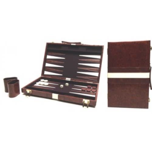 Backgammon Koffer 38x24 cm bruin/wit/bruin