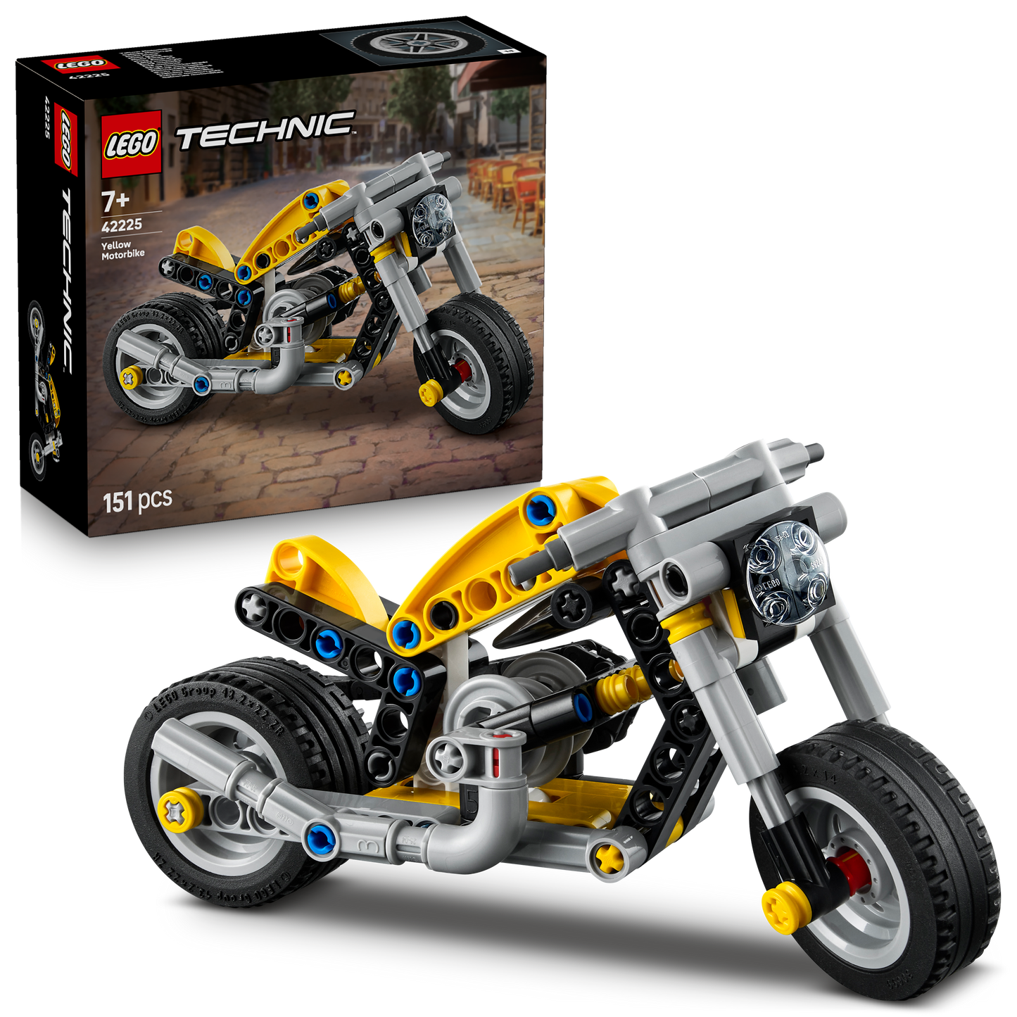 LEGO Technic Gele Motor – Voertuig Bouwpakket met Speelgoed voor Kinderen met 3-Cilindermotor – STEM Verjaardagsadeau voor Jongens vanaf 7 Jaar en Liefhebbers van Techniek – 42225