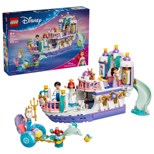 LEGO | Disney Princess Ariëls Koninklijke Trouwboot - Kleine Zeemeermin Bouwpakket voor Kinderen met 7 Poppetjes Incl. Ariël en Ursula - Decoratie - Cadeau voor Meisjes en Jongens vanaf 6 Jaar 43299