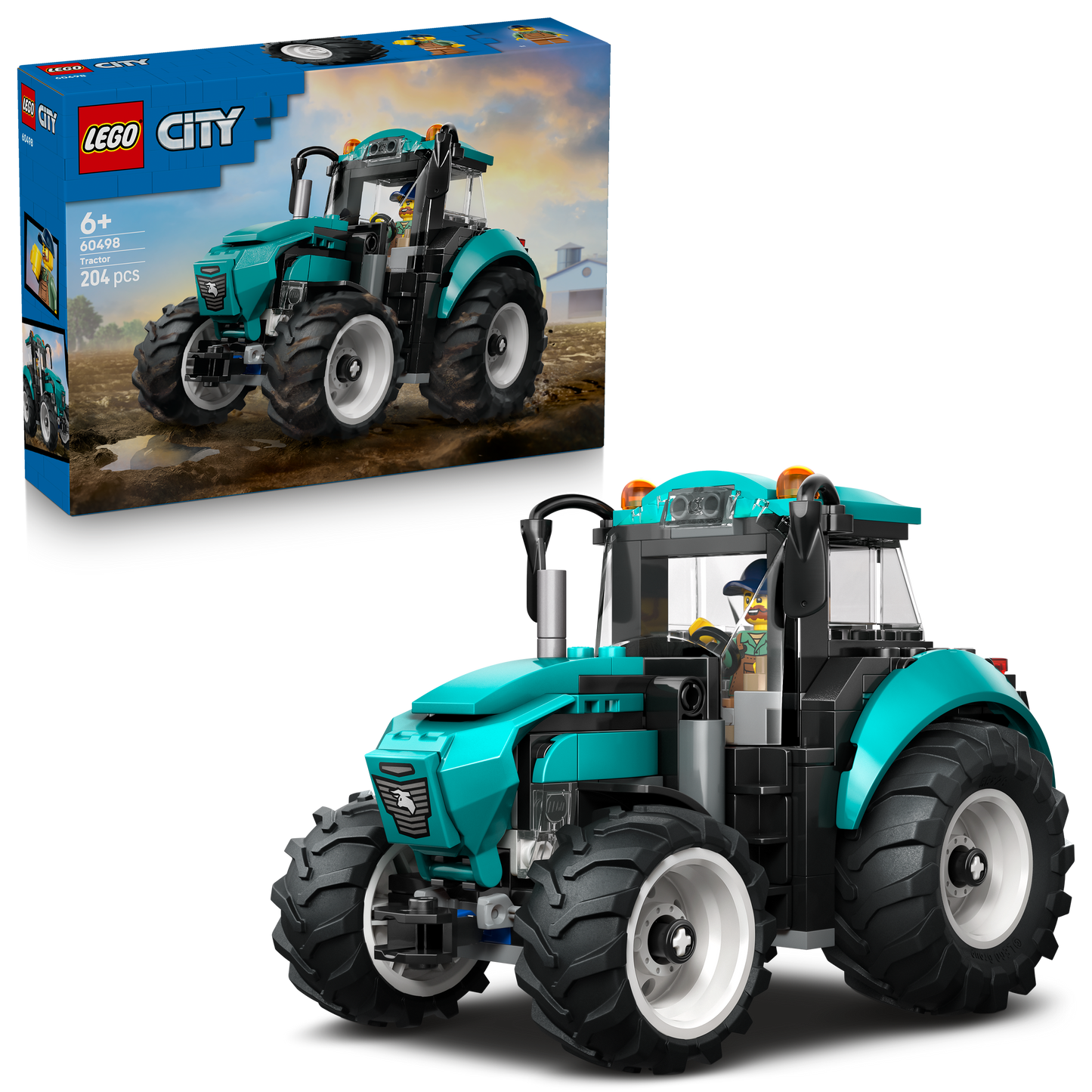 LEGO® City Tractor - Boerderijspeelgoed met een Minifiguur van een Boer - Cadeau voor Kinderen Vanaf 6 Jaar - 60498