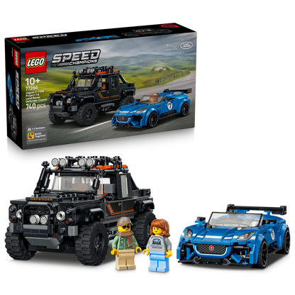 LEGO Speed Champions Jaguar Project 7 en Land Rover Defender - Auto Speelgoed voor Kinderen vanaf 10 Jaar met 2 Auto's en 2 Minifiguren - Kinderkamer Decoratie - Cadeau voor Jongens en Meisjes - 77264