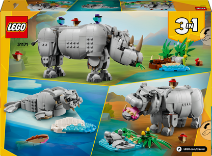 LEGO Wilde dieren: machtige neushoorn met vogels 31171 Creator